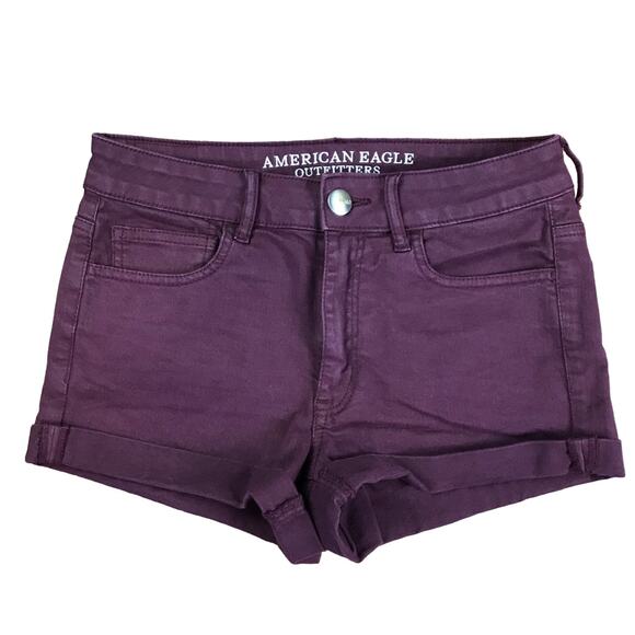 American Eagle Outfitters Pants - American Eagle Hi Rise Shortie Shorts Burgundy 6